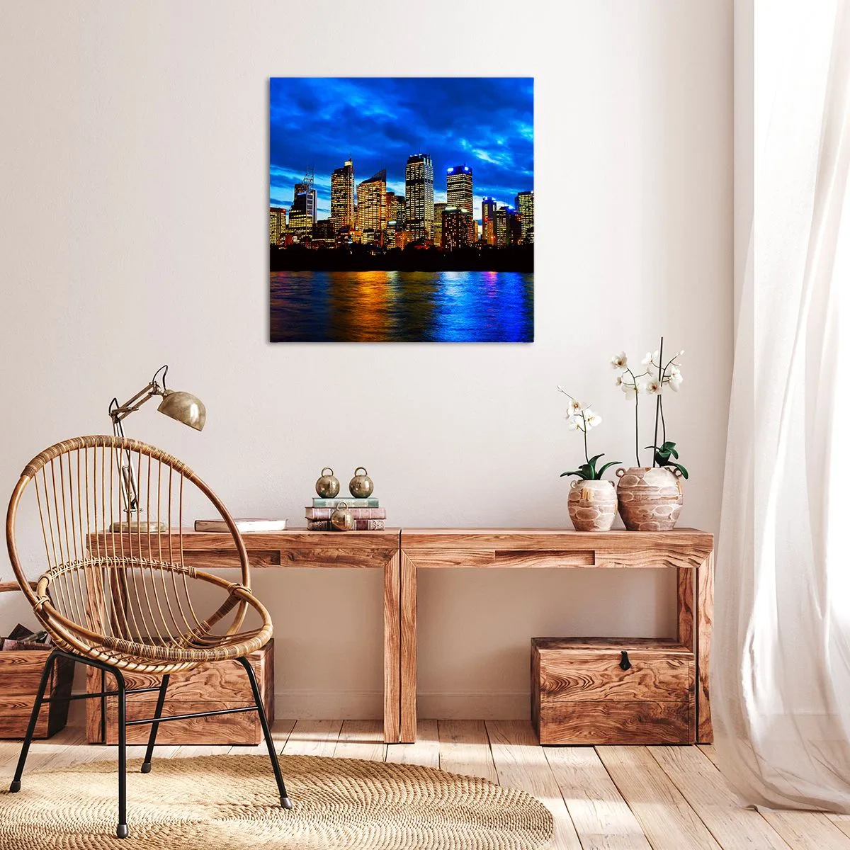 Quadro em tela - Uma noite de luzes e cores - 70x70 cm