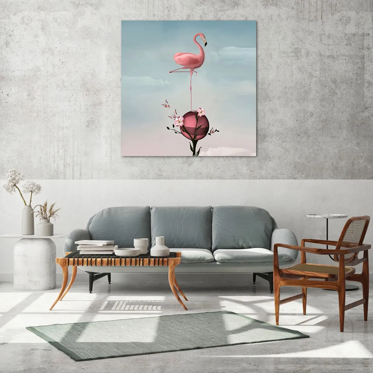 Quadro em vidro - Alegoria do basquetebol - 60x60 cm