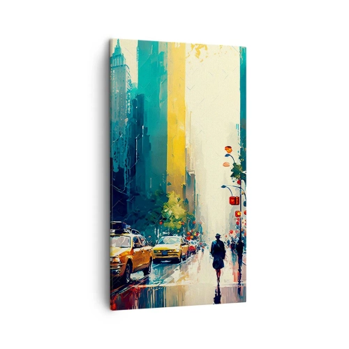 Quadro em tela - Nova York – até a chuva é colorida aqui - 45x80 cm