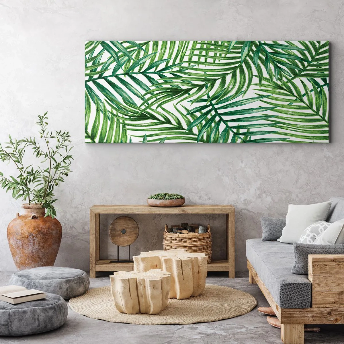 Quadro em tela - Sob as folhas verdes - 100x40 cm