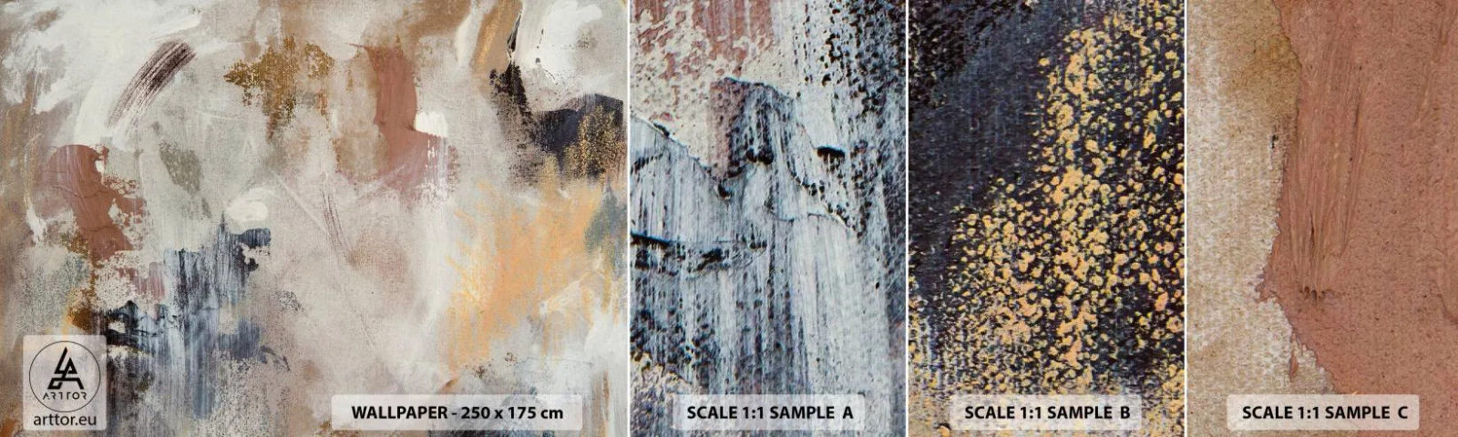 Amostra de Papel de Parede Standard Eco - Abstração enevoada - Pedaço, Abstração, Minimalismo - 100x30 cm