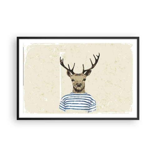 Pôster com moldura preta - Porque eu gosto de camisas listradas! - 91x61 cm