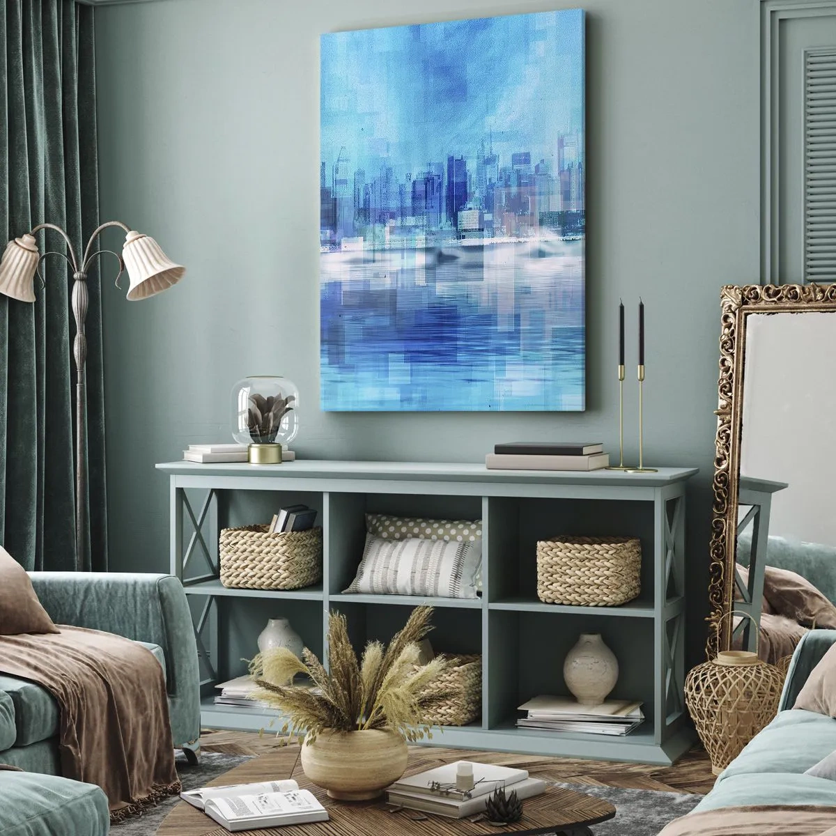 Quadro em tela - Imerso em azul - 80x120 cm