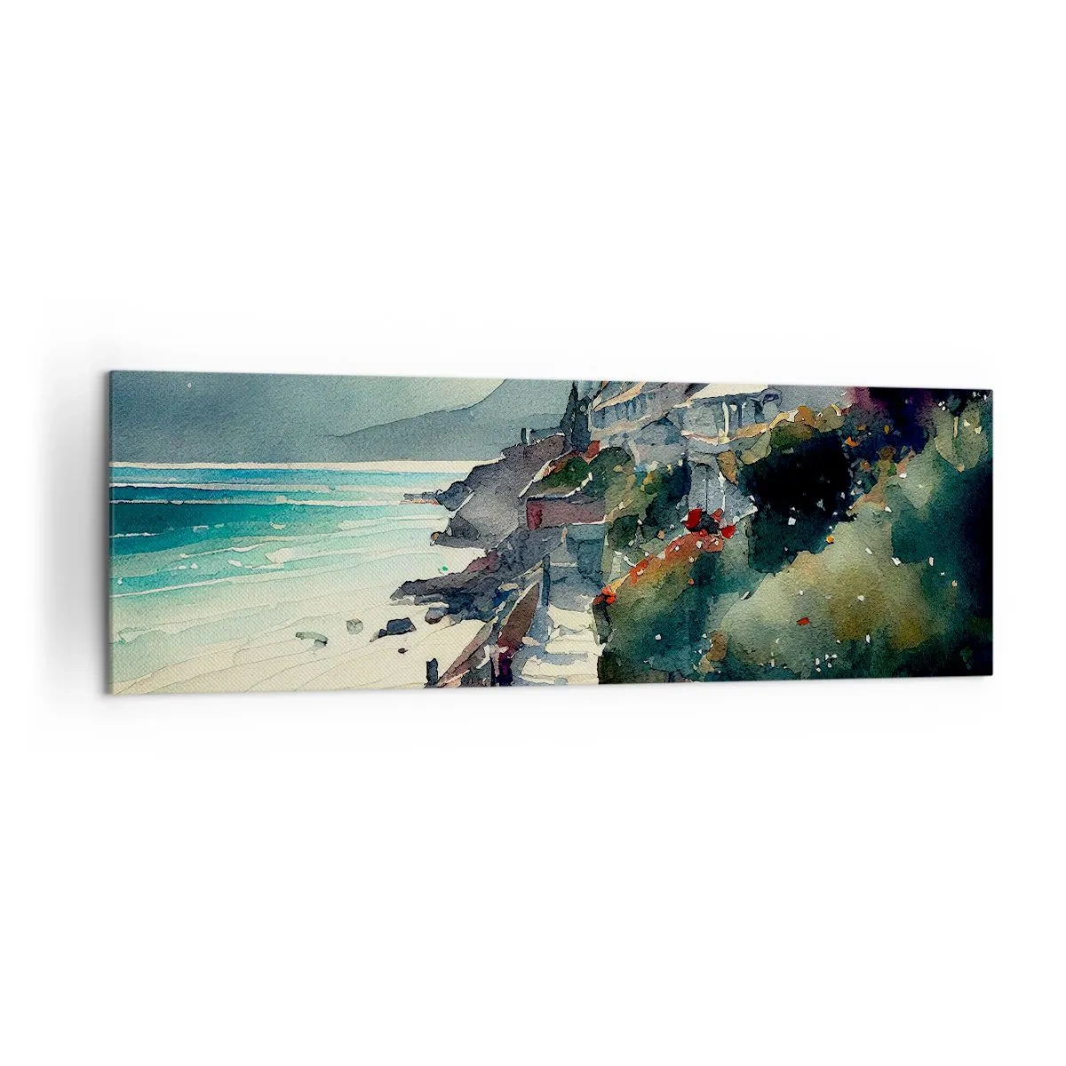 Quadro em tela - Cidade mediterrânea - 160x50 cm