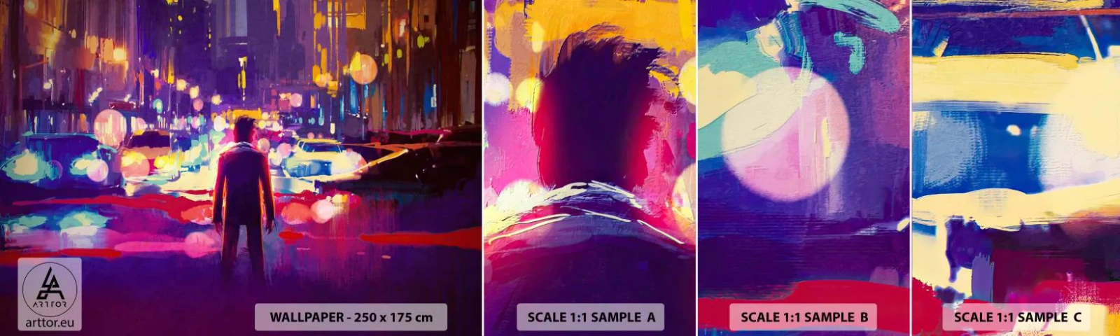 Amostra de papel de parede autocolante Deluxe Sticker - Imerso na luz - Cidade, Homem, Nova Iorque - 100x30 cm