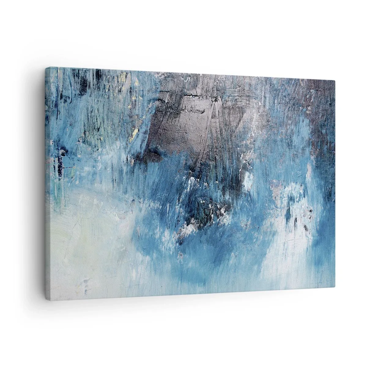 Quadro em tela - Pinceladas abstratas em tons de azul - 70x50cm - Rapsódia em azul - Decoração de parede moderna para a sala de estar e quarto ARTTOR