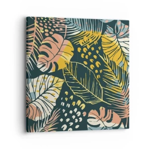 Quadro em tela - Fantasia de folhas - 30x30 cm