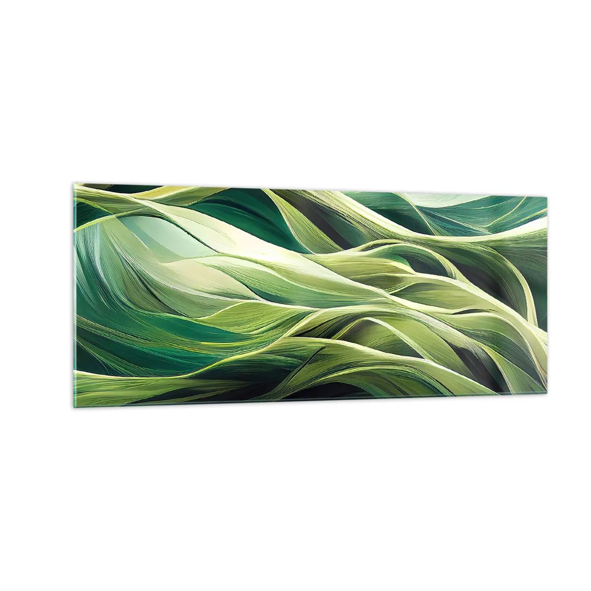Quadro em vidro - Jogo verde abstrato - 100x40 cm