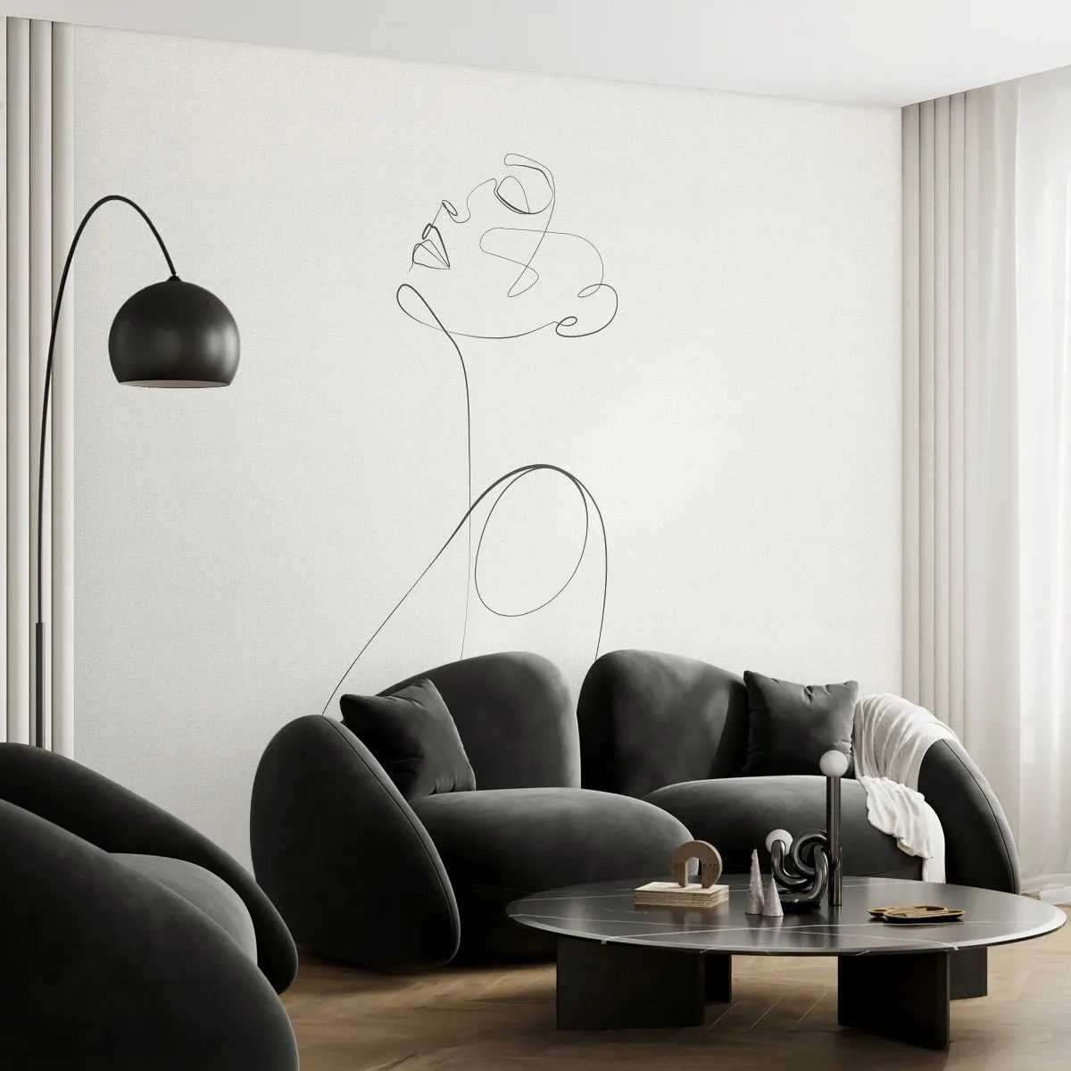 Papel de Parede Autocolante Deluxe Sticker - Enrolada em sonhos - Mulher, Gráficos, Pedaço - 250x175 cm