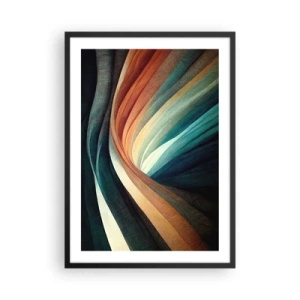 Pôster com moldura preta - Faixas coloridas abstratas em espiral - 50x70cm - Tecido de cores - Decoração de parede moderna para a sala de estar e quarto ARTTOR