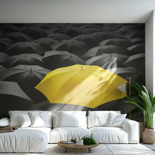 Papel de Parede Standard Eco - Adeus à tristeza - Guarda-chuvas Amarelos, Gráficos, Conceito - 400x280 cm