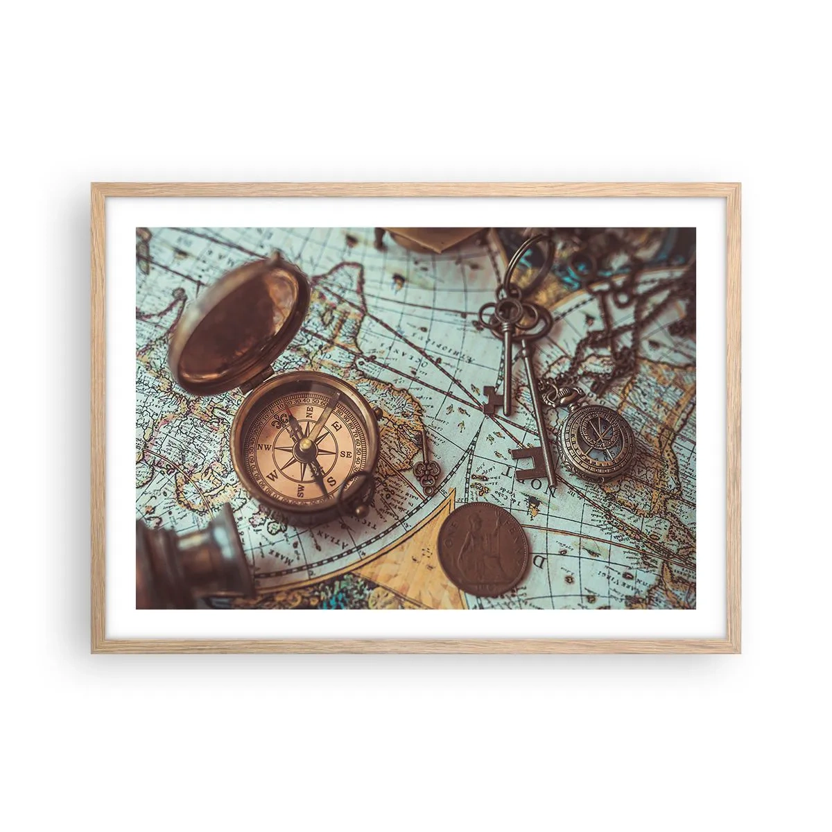 Pôster com moldura de carvalho claro - Para o aventureiro - 70x50 cm