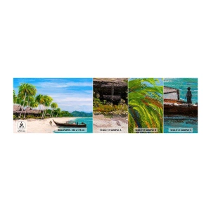 Amostra de papel de parede Premium Sand - Um sonho exótico - Praia, Exotismo, Palmeiras - 100x30 cm
