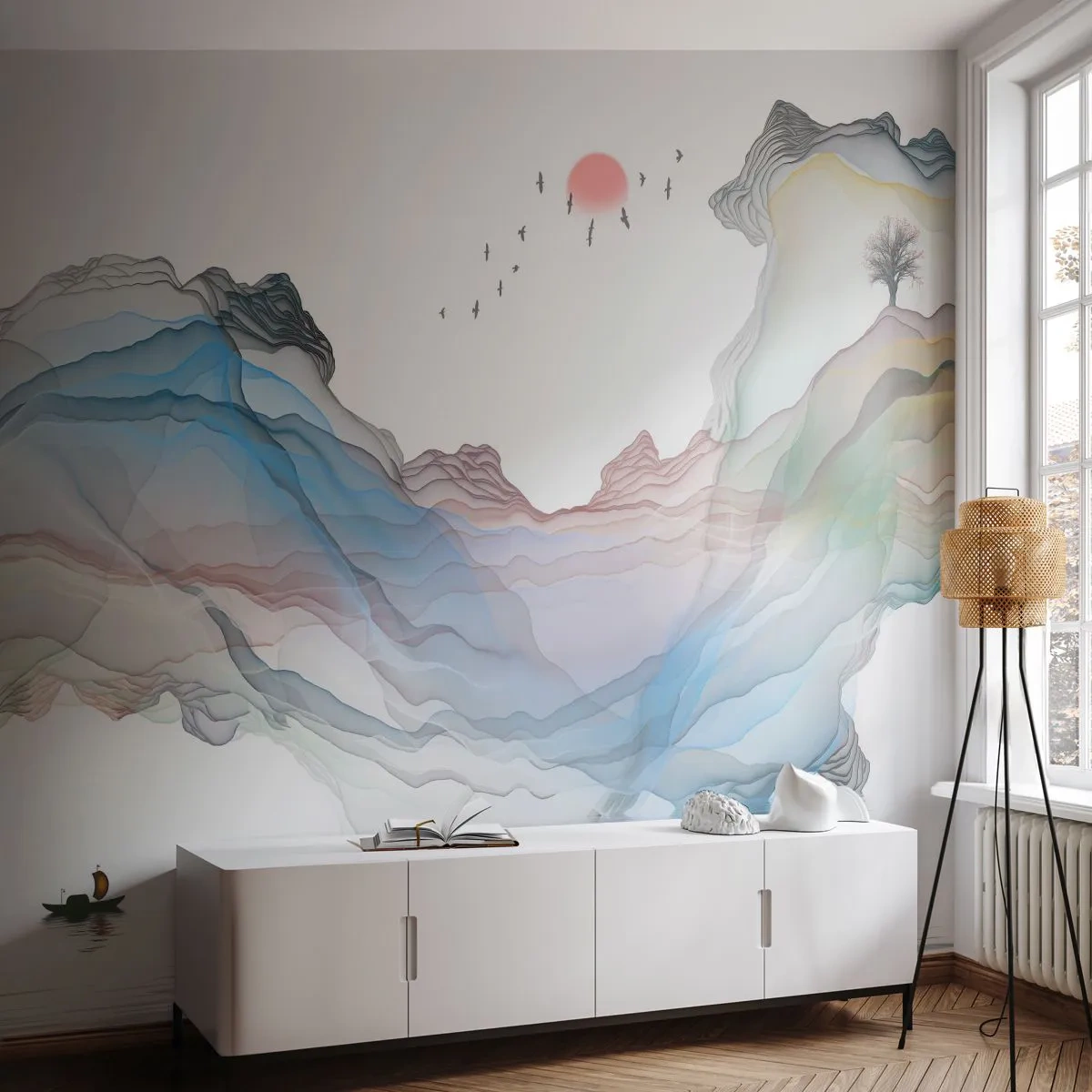 Papel de Parede Premium Canvas - Em direção às montanhas de cristal - Abstração, Fantasia, Paisagem - 250x175 cm