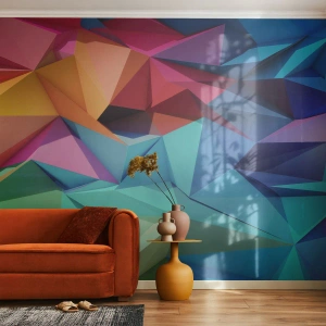 Papel de parede personalizado Premium Sand - Arco-íris de origami - Abstração, 3D, Gráficos