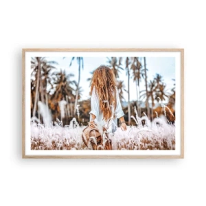 Pôster com moldura de carvalho claro - Nascida da maciez da relva - 91x61 cm