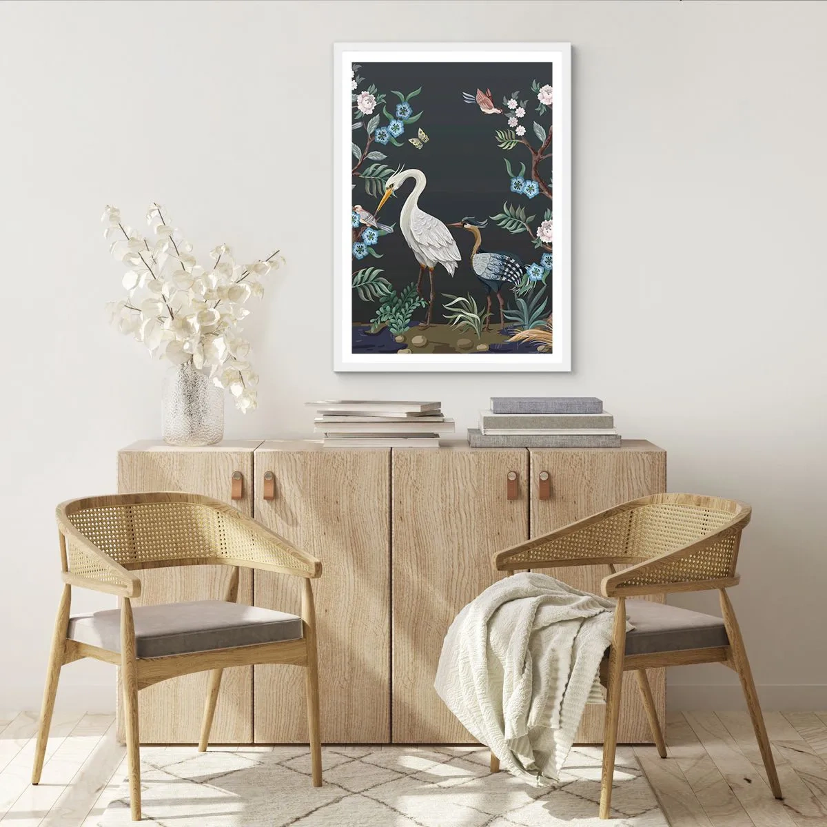 Pôster em moldura branca - Desfile de pássaros - 50x70 cm