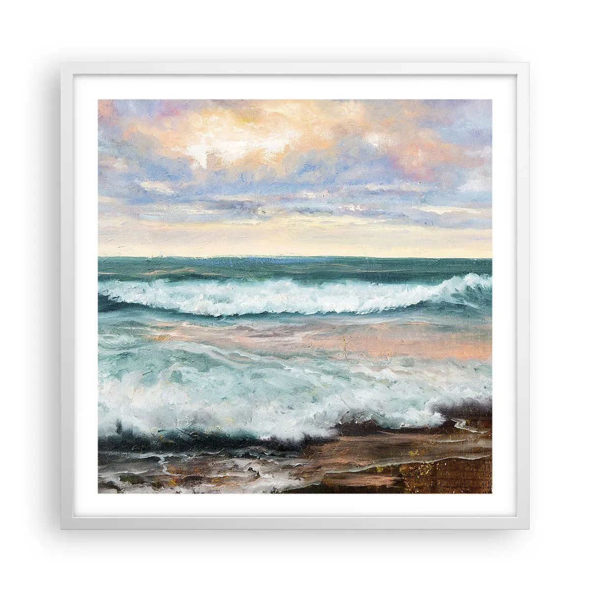 Pôster em moldura branca - Aqui suavizas a alma - 60x60 cm