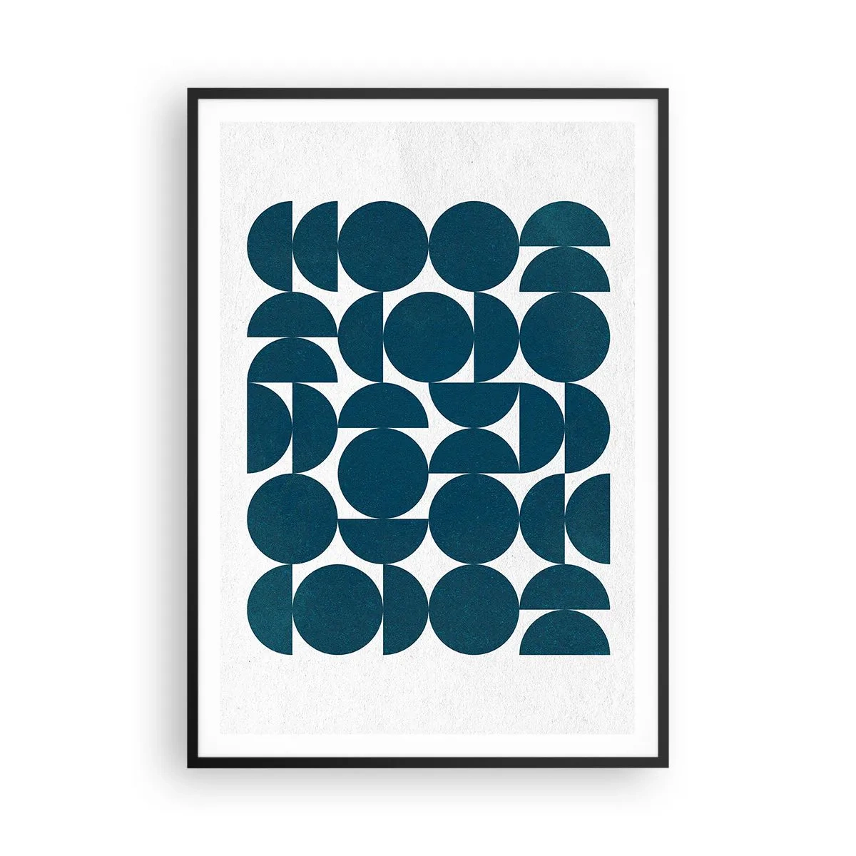 Pôster com moldura preta - Círculos e semicírculos - 70x100 cm