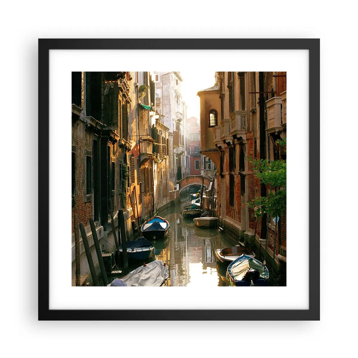 Pôster com moldura preta - Em um beco veneziano - 40x40 cm