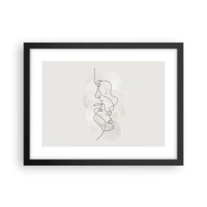 Pôster com moldura preta - Emaranhados num abraço - 40x30 cm