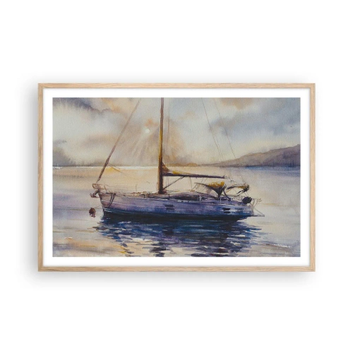 Pôster com moldura de carvalho claro - Noite na baía - 91x61 cm