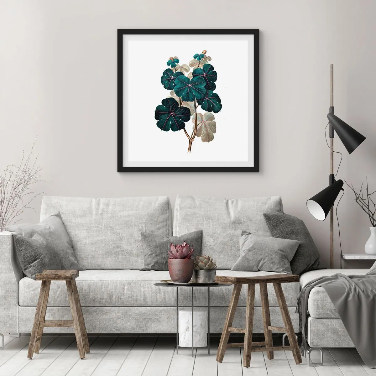 Pôster com moldura preta - Do antigo herbário - 60x60 cm