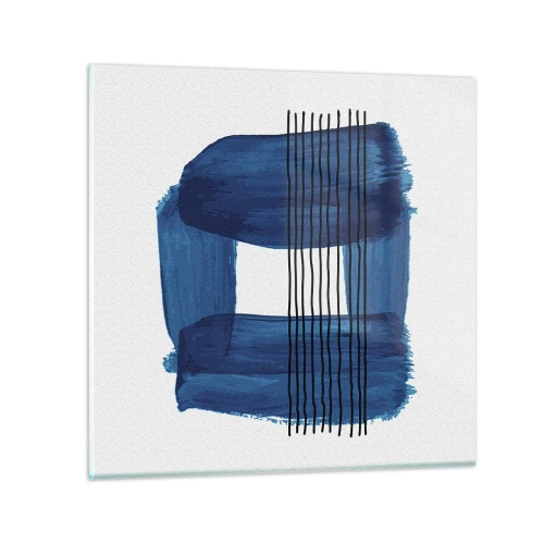 Quadro em vidro - Composição azul-negra - 30x30 cm