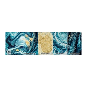 Amostra de papel de parede Premium Sand - Redemoinho azul - Abstração, Pedaço, Padrão Moderno - 100x30 cm