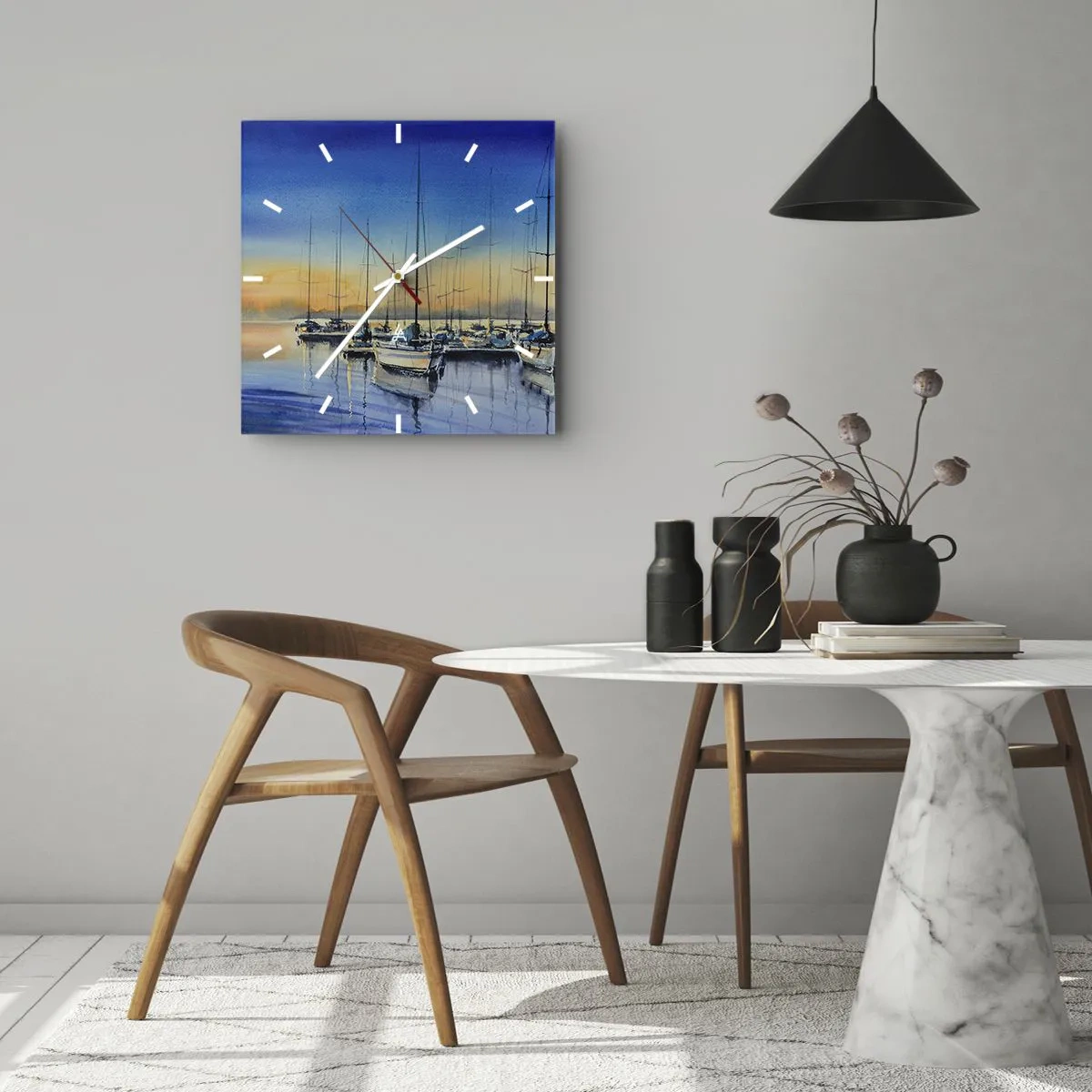 Relógio de parede - Relógio em vidro - Fim de um bom dia - 30x30 cm