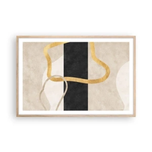 Pôster com moldura de carvalho claro - Formas em loop - 91x61 cm