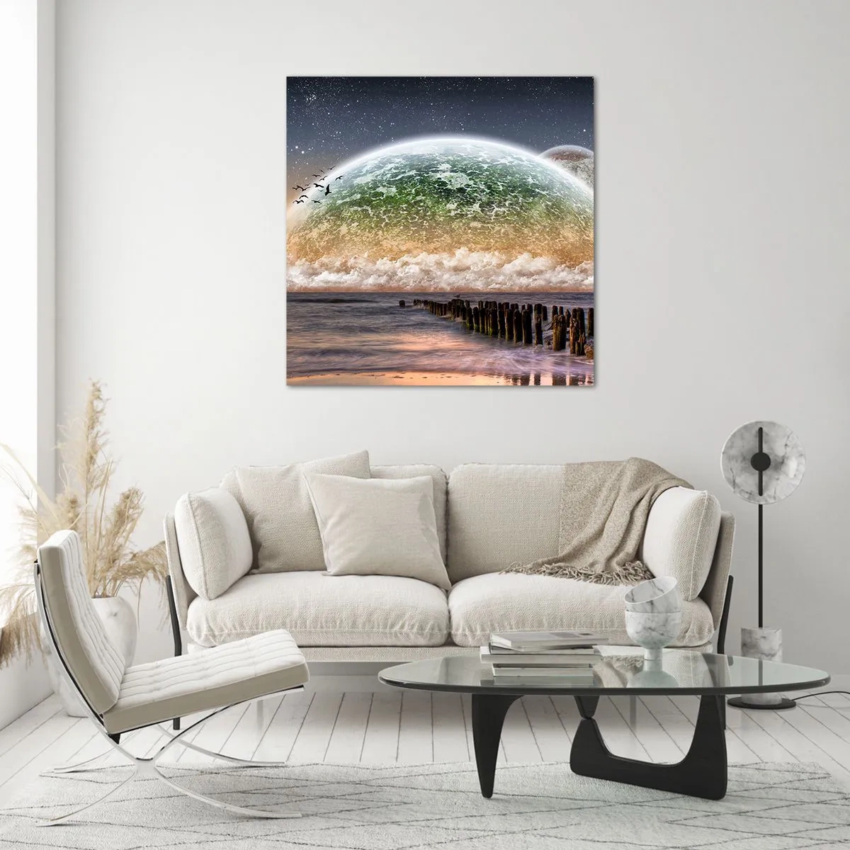 Quadro em vidro - E o mundo emergiu da água - 50x50 cm