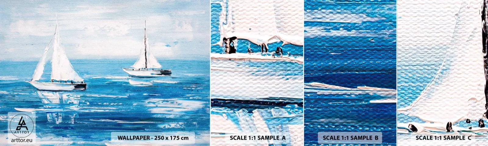 Amostra de papel de parede autocolante Deluxe Sticker - Com um amigo ao meu lado - Paisagem, Veleiros, Náutico - 100x30 cm