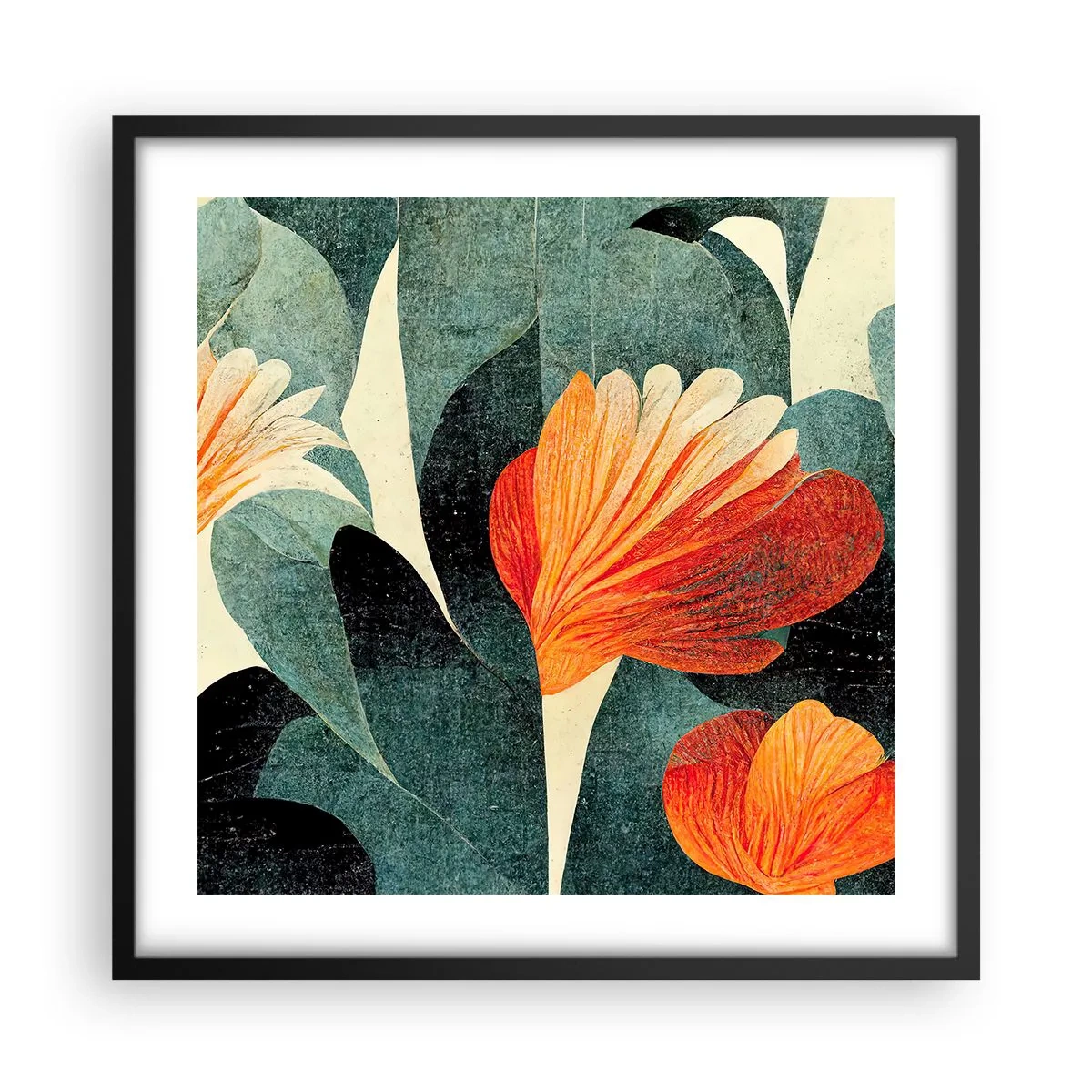 Pôster com moldura preta - O calor dos trópicos e o frescor da vegetação - 50x50 cm