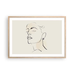 Pôster com moldura de carvalho claro - Olhar orgulhoso - 70x50 cm