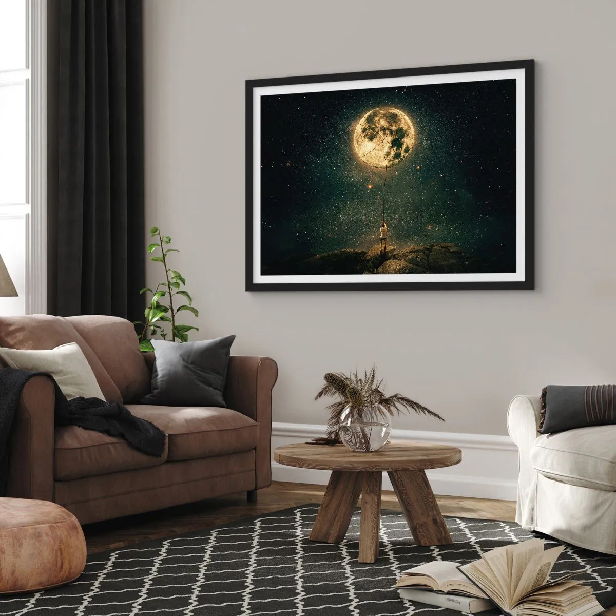 Pôster com moldura preta - Aquele que roubou a lua - 100x70 cm