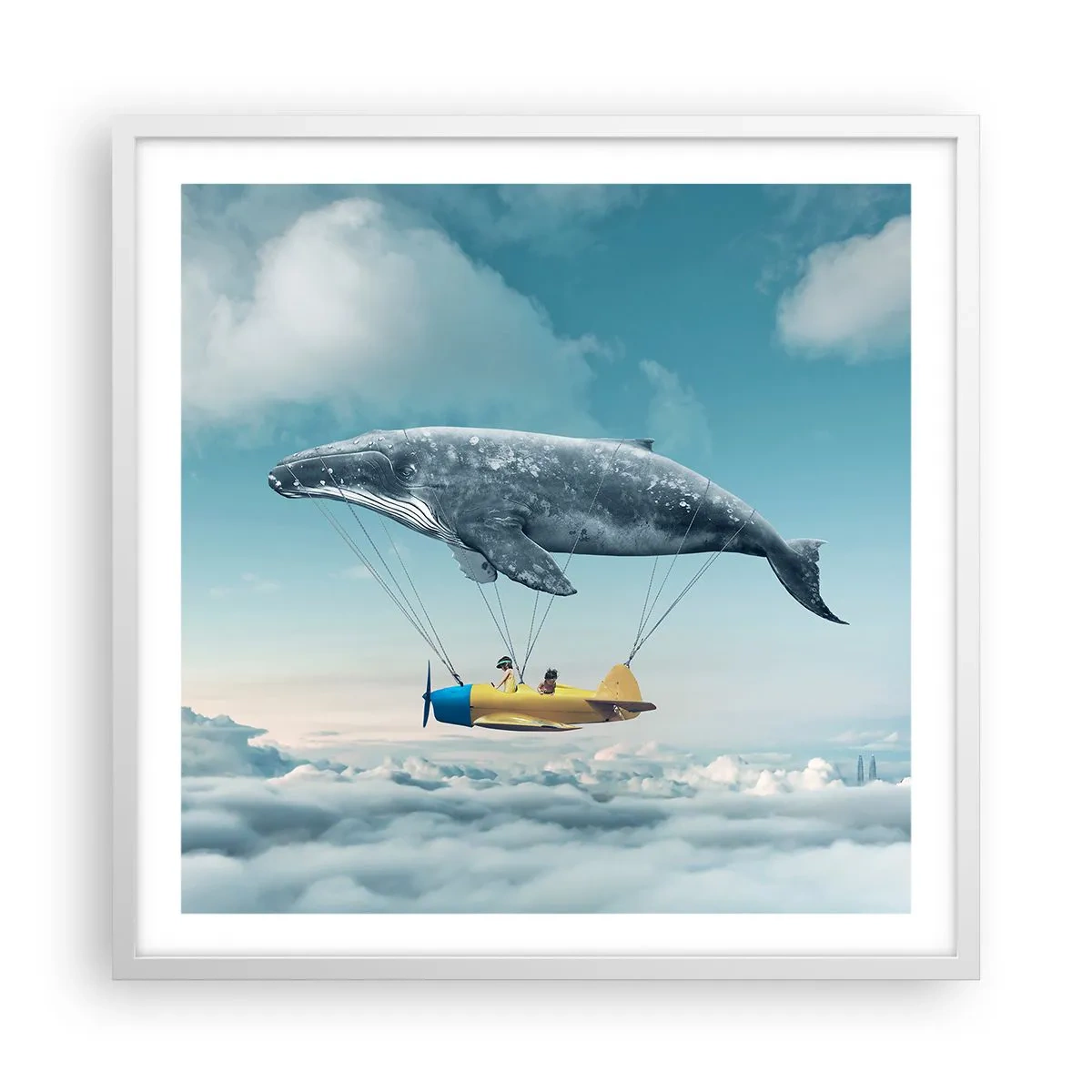 Pôster em moldura branca - Por que não? - 60x60 cm