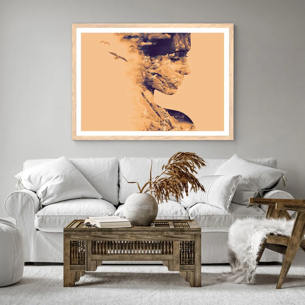 Pôster com moldura de carvalho claro - Linda por natureza - 91x61 cm