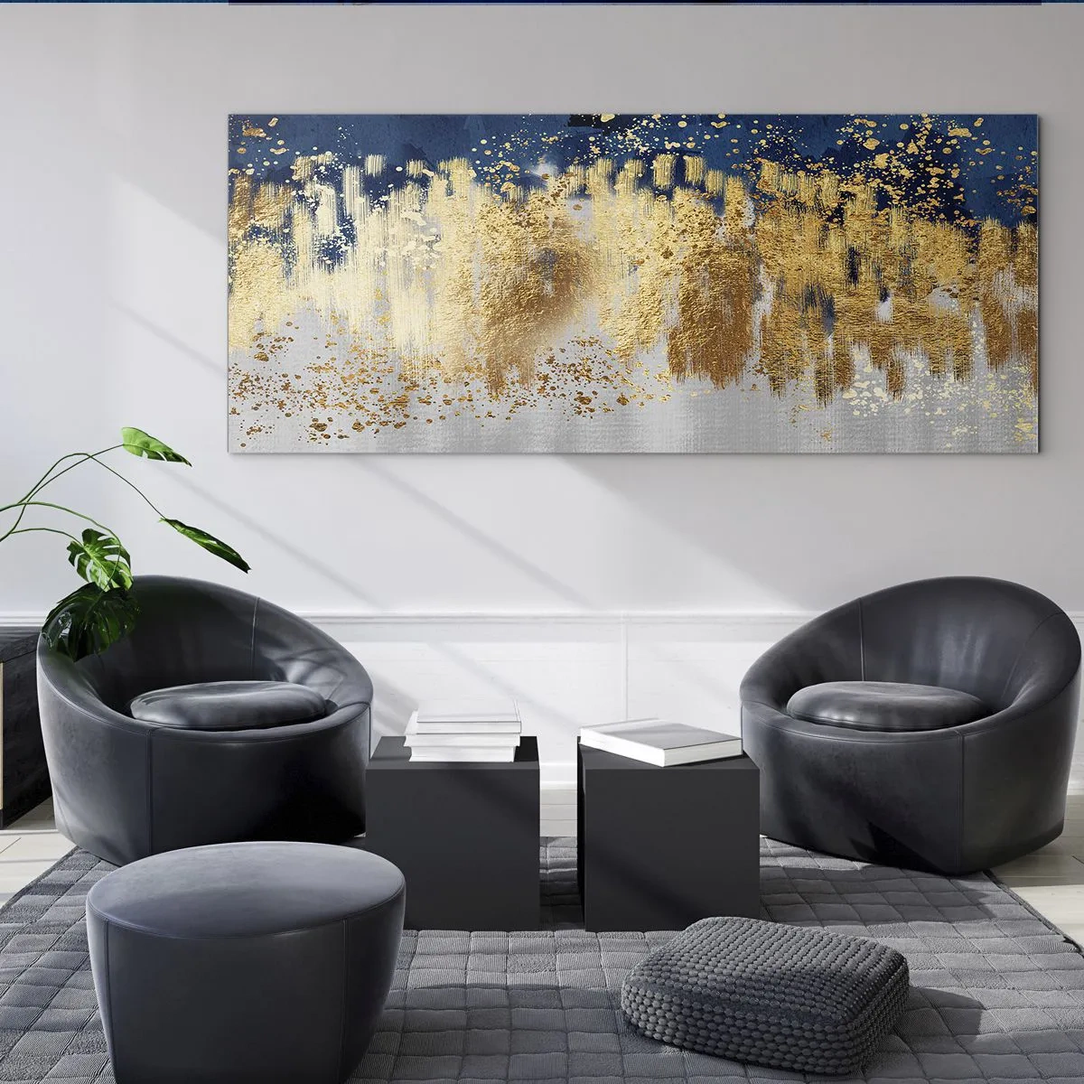Quadro em vidro - Uma composição moderna com brilho - 100x40 cm