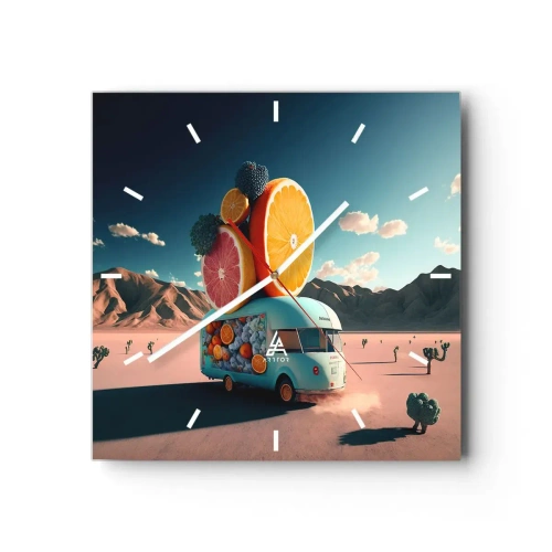 Relógio de parede - Relógio em vidro - O sabor das férias - 30x30 cm