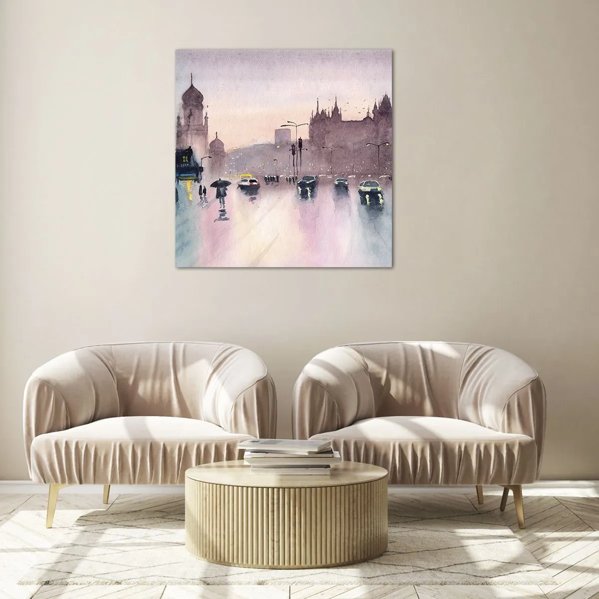 Quadro em vidro - Na névoa chuvosa - 30x30 cm