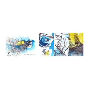 Amostra de Papel de Parede Standard Eco - Azul Infinito - Mergulhando, Peixe, Esporte - 100x30 cm