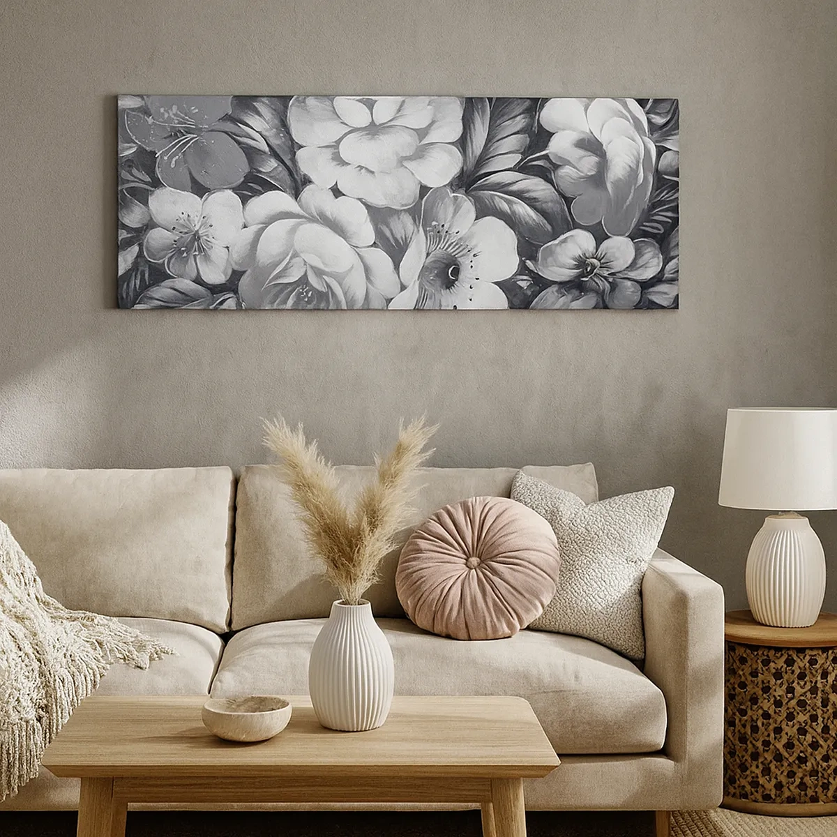 Quadro em tela - A beleza em cinza - 30x30 cm