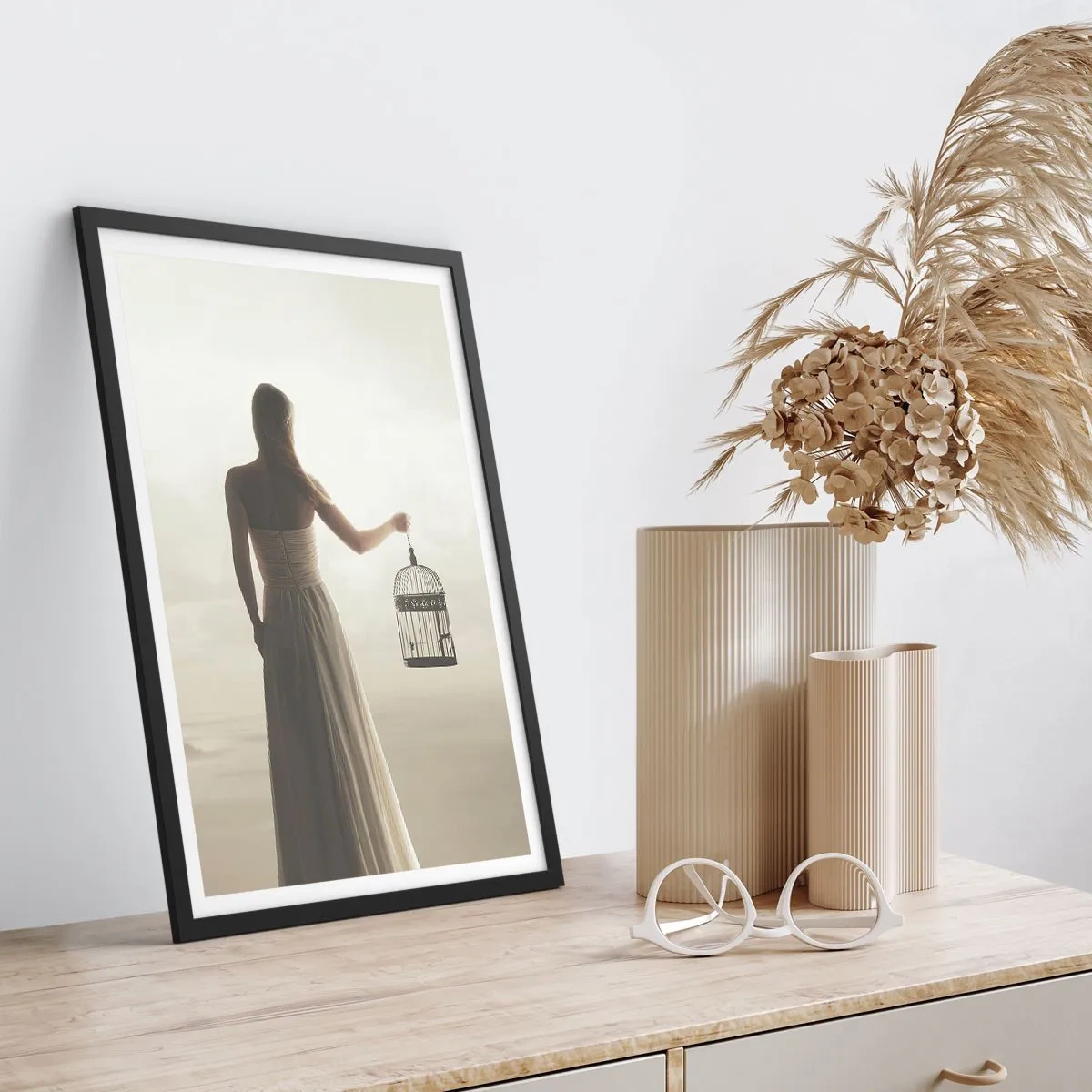 Pôster com moldura preta - Seja livre - 40x50 cm