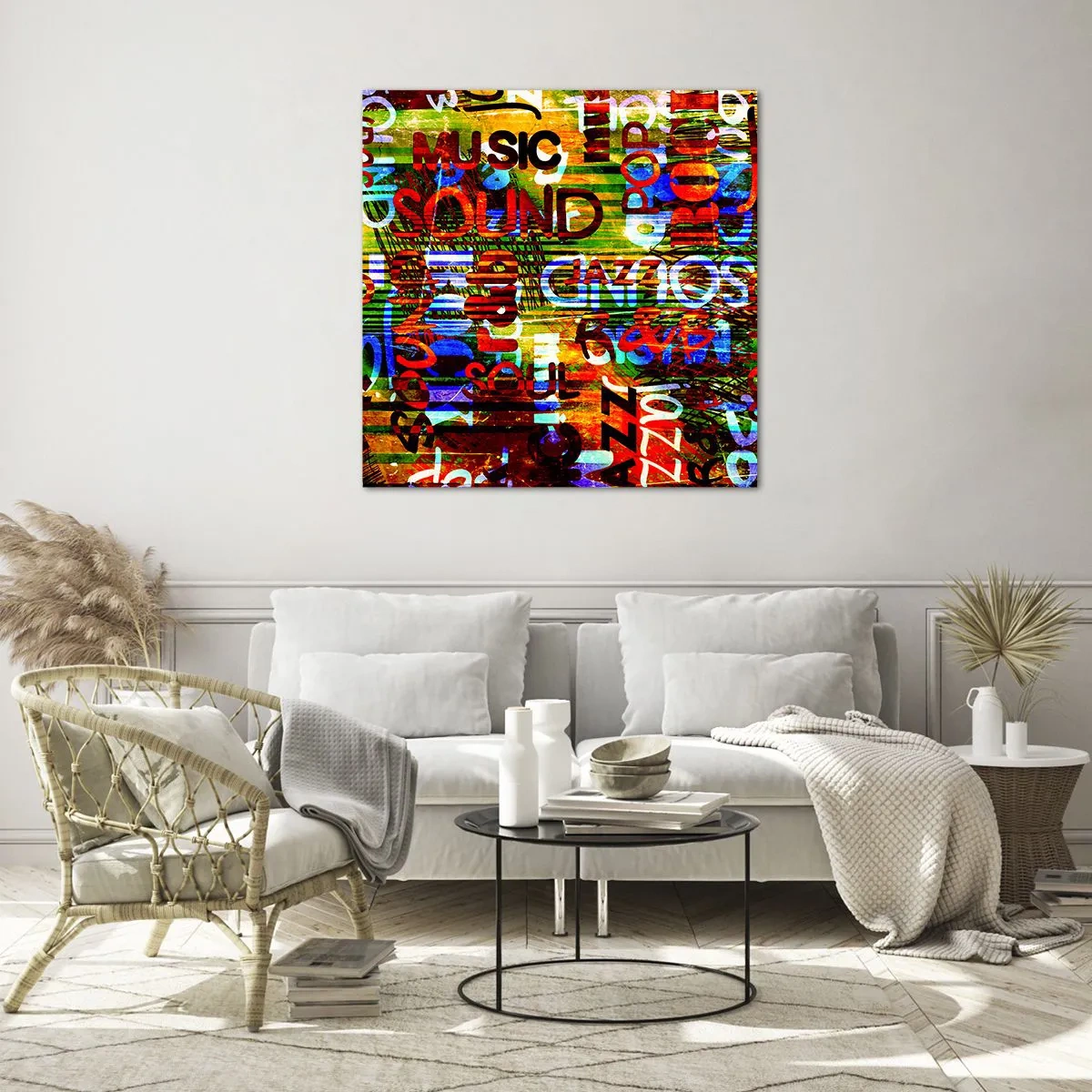 Quadro em vidro - Todas as cores do som - 30x30 cm