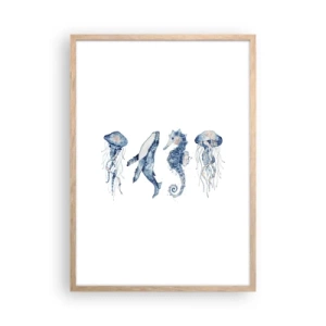 Pôster com moldura de carvalho claro - Maravilhas do mar - 50x70 cm