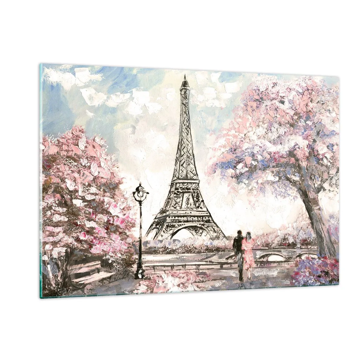 Quadro em vidro - Caminhada de abril por Paris - 120x80 cm