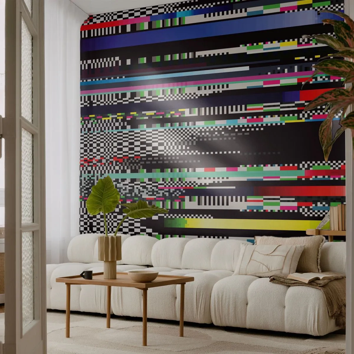 Papel de Parede Premium Canvas - A imagem da realidade - Abstração, Pedaço, Ruído digital - 250x175 cm