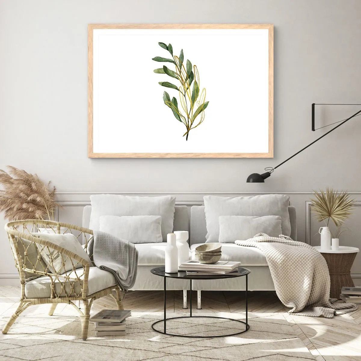 Pôster com moldura de carvalho claro - Tudo que é bom - 70x50 cm