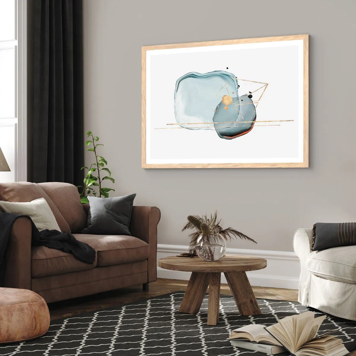 Pôster com moldura de carvalho claro - Um estudo sobre gotas - 50x40 cm